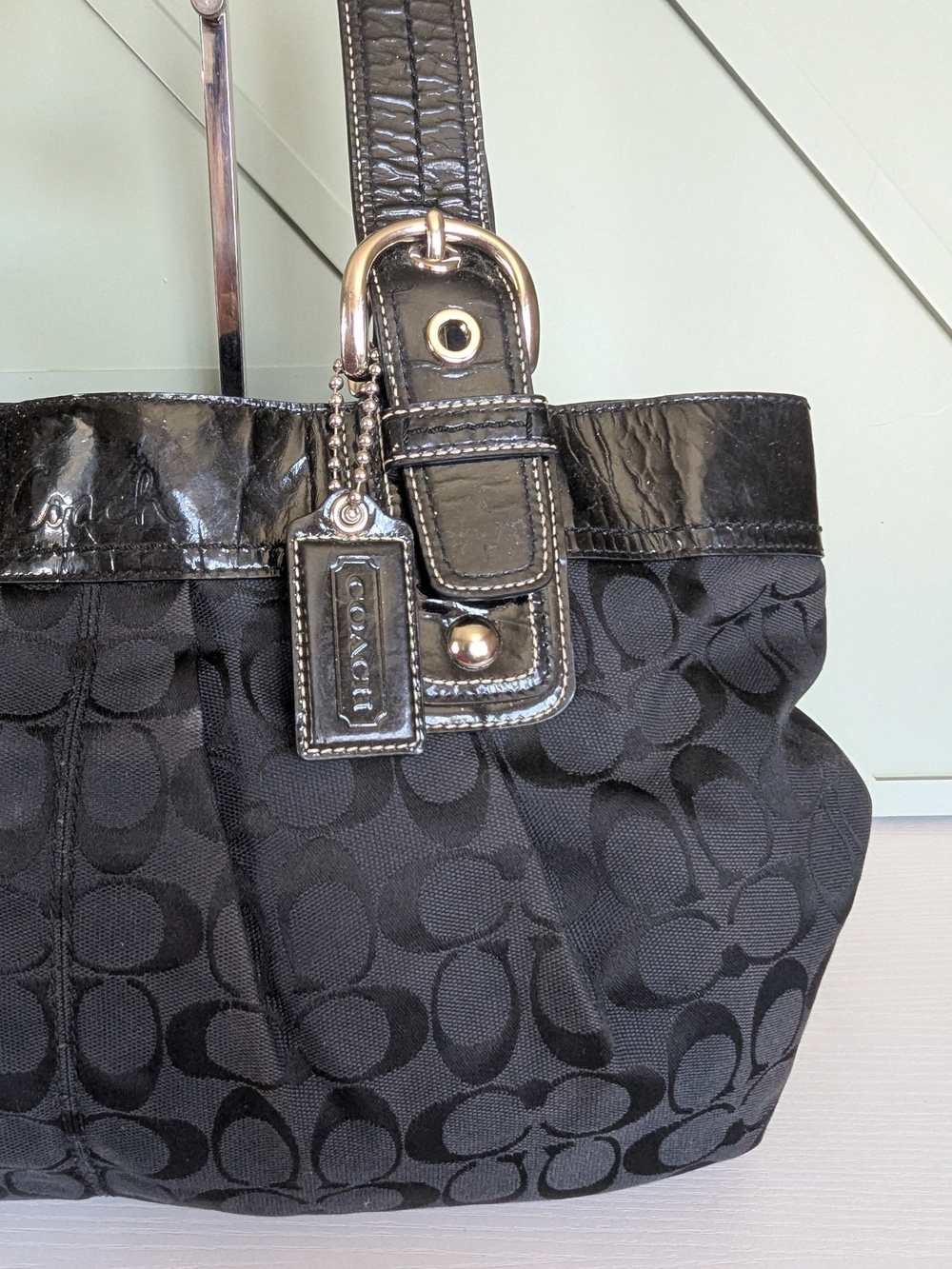 Y2K Coach Soho Pleated Signature Tote Bag - Gem